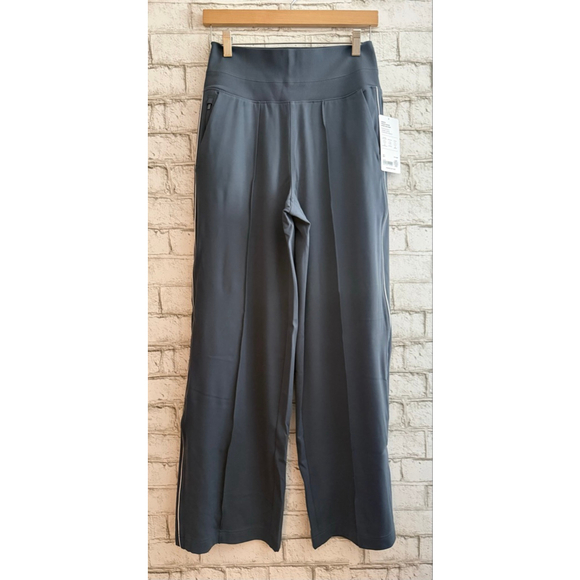 NWT Athleta VENICE HIGH RISE TRACK STRIPE WIDE LEG PANT size Small Granite Blue - Picture 6 of 10